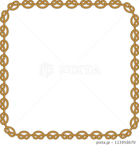 Square rope frame isolated on white background. Twisted cord. Square rope frame isolated on white background. Twisted cord. 113958670