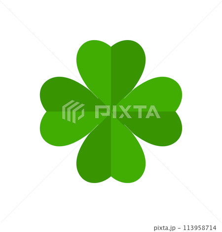 Flat shamrock icon. Clover four leaves logo. Green floral symbol. 113958714