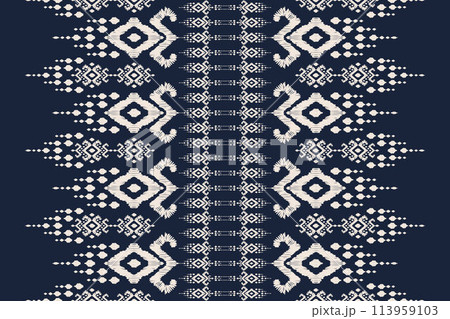 Ikat tribal Indian seamless pattern. Ethnic Aztec fabric carpet mandala ornament native boho chevron textile.Geometric African American oriental traditional vector illustrations. Embroidery style. Ikat tribal Indian seamless pattern. Ethnic Aztec fabric carpet mandala ornament native boho chevron textile.Geometric African American oriental traditional vector illustrations. Embroidery style. 113959103