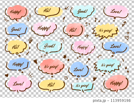 Speech bubble illustration watercolor Speech bubble illustration watercolor 113959198