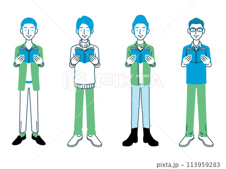 本を読む男性のイラストセット 113959283