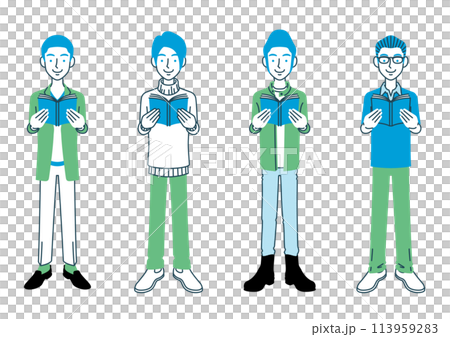 本を読む男性のイラストセット 113959283