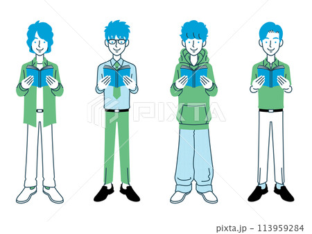 本を読む男性のイラストセット 113959284