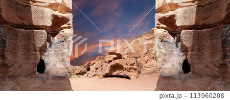 Mountains of Petra, Jordan, Middle East. Petra has been a UNESCO World Heritage Site since 1985 113960208