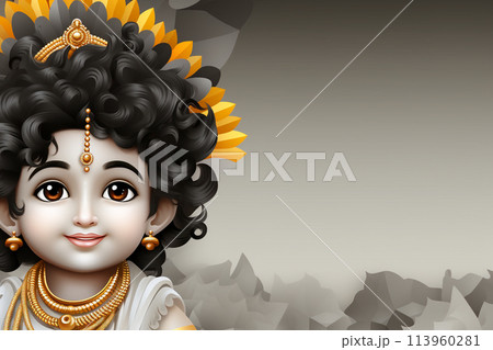 Krishna janmashtami, yearly Hindu festival that celebrates the birth of Krishna, the eighth incarnation of Vishnu, supreme God, of the Vaishnava tradition of Hinduism, Religious cultural. Krishna janmashtami, yearly Hindu festival that celebrates the birth of Krishna, the eighth incarnation of Vishnu, supreme God, of the Vaishnava tradition of Hinduism, Religious cultural. 113960281