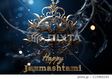 Krishna janmashtami, yearly Hindu festival that celebrates the birth of Krishna, the eighth incarnation of Vishnu, supreme God, of the Vaishnava tradition of Hinduism, Religious cultural. 113960285