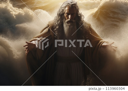 Religious biblical concept, the story of Moses parting the sea, flight from Pharaoh, the Jews, belief in God and Jesus Christ , the liberation of the Jews from Egyptian captivity, the miracle . Religious biblical concept, the story of Moses parting the sea, flight from Pharaoh, the Jews, belief in God and Jesus Christ , the liberation of the Jews from Egyptian captivity, the miracle . 113960304