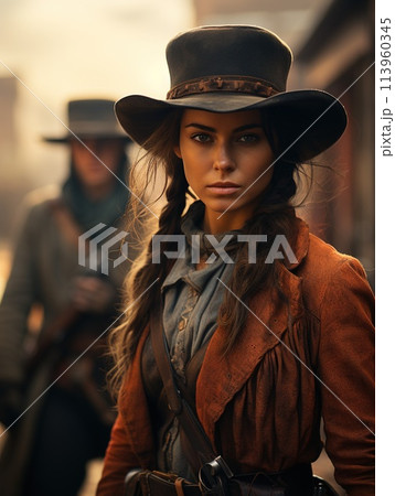 Wild West girls, westerns, outlaws and bandits,...のイラスト素材 [113960345 ...