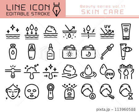 ラインアイコン ビューティーシリーズvol.11 スキンケア ラインアイコン ビューティーシリーズvol.11 スキンケア 113960588