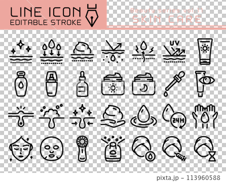 ラインアイコン ビューティーシリーズvol.11 スキンケア ラインアイコン ビューティーシリーズvol.11 スキンケア 113960588