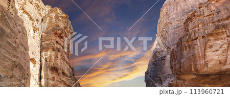 Mountains of Petra, Jordan, Middle East. Petra has been a UNESCO World Heritage Site since 1985 113960721