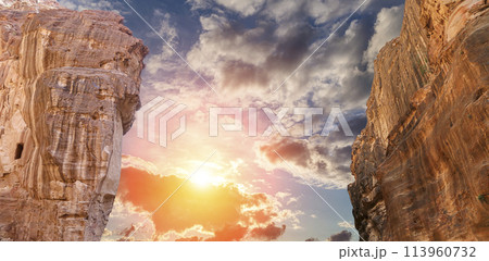 Mountains of Petra, Jordan, Middle East. Petra has been a UNESCO World Heritage Site since 1985 Mountains of Petra, Jordan, Middle East. Petra has been a UNESCO World Heritage Site since 1985 113960732