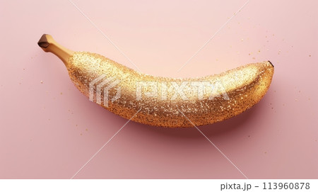 Golden banana on pink backgroundのイラスト素材 [113960878] - PIXTA