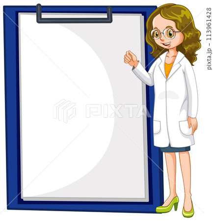 Female Scientist Presenting on Clipboard Female Scientist Presenting on Clipboard 113961428