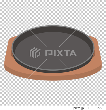 Illustration of a hot plate for steaks 113961580