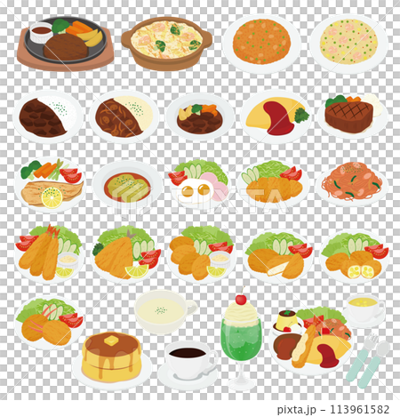 Western food illustration set Western food illustration set 113961582