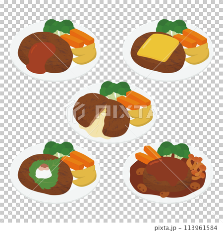 Hamburger (plate) illustration set 113961584