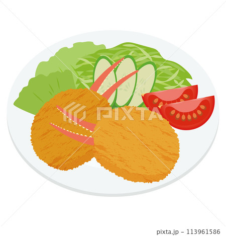 カニクリームコロッケのイラスト カニクリームコロッケのイラスト 113961586