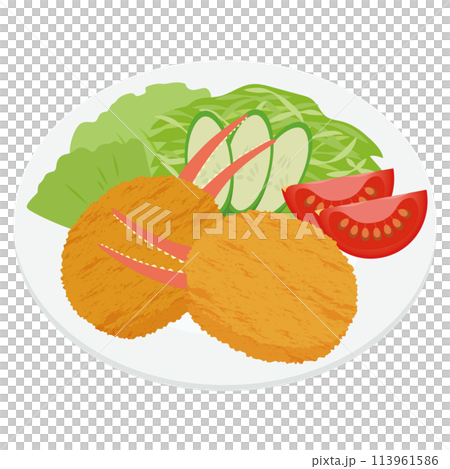 カニクリームコロッケのイラスト カニクリームコロッケのイラスト 113961586