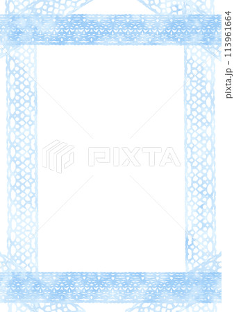 切り紙 青いレースリボンフレーム 切り紙 青いレースリボンフレーム 113961664