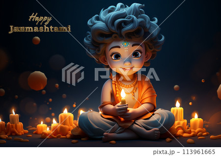 Krishna janmashtami, yearly Hindu festival that celebrates the birth of Krishna, the eighth incarnation of Vishnu, supreme God, of the Vaishnava tradition of Hinduism, Religious cultural. Krishna janmashtami, yearly Hindu festival that celebrates the birth of Krishna, the eighth incarnation of Vishnu, supreme God, of the Vaishnava tradition of Hinduism, Religious cultural. 113961665