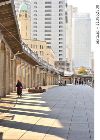 像の鼻テラス遊歩道下の女性の後姿 113962509