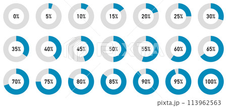 5%刻みのドーナツグラフのセット 113962563