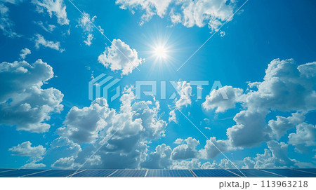 Solar cell on the roof with blue sky sun Solar cell on the roof with blue sky sun 113963218