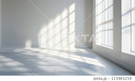 Empty white room with sun light. space for ypur design. 113963259