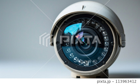 IP camera on white background. CCTV camera. 113963412