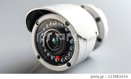 IP camera on white background. CCTV camera. 113963414
