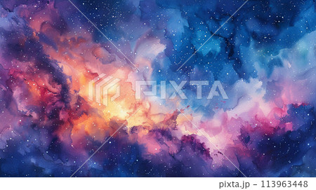 watercolor of space background. illustration background. watercolor of space background. illustration background. 113963448