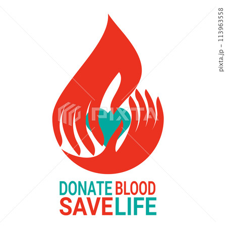 Blood drop in Hand design for World Blood Donor Day Blood drop in Hand design for World Blood Donor Day 113963558