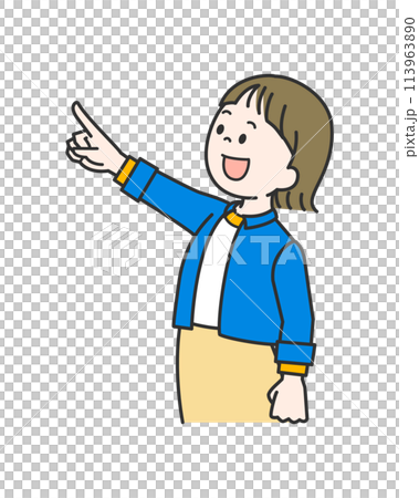 Woman pointing ahead 113963890
