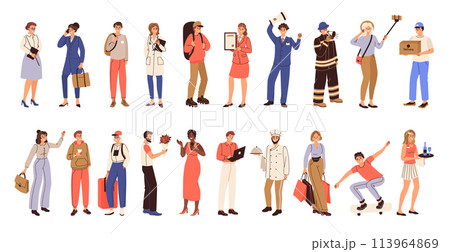 Hand drawn people set Hand drawn people set 113964869