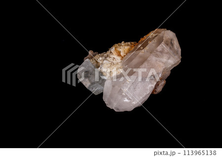 macro mineral stone Topaz on a black background 113965138