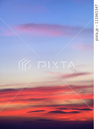 Beautiful sunset sky nature background. Colorful twilight sky with clouds.. 113965347