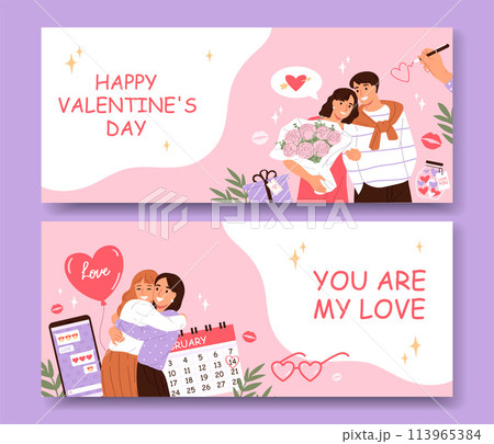 Valentines day banner set 113965384