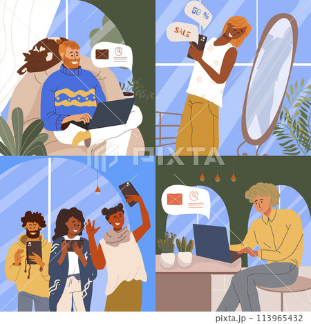 People using technology compositions set People using technology compositions set 113965432