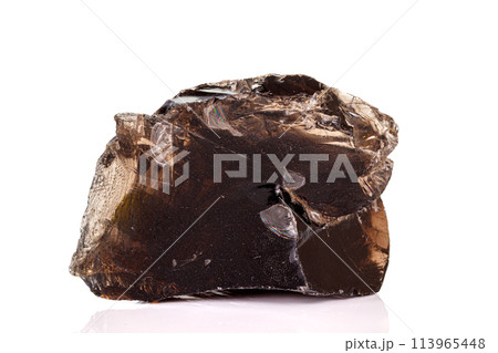 Macro stone mineral smoky quartz on a white background Macro stone mineral smoky quartz on a white background 113965448