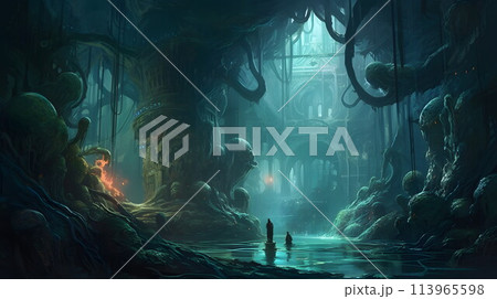 深海の幻想的な生態系 No.038　AI生成画像 113965598