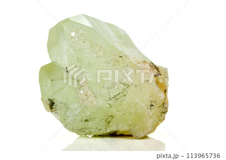 Macro stone mineral Datolite on a white background 113965736