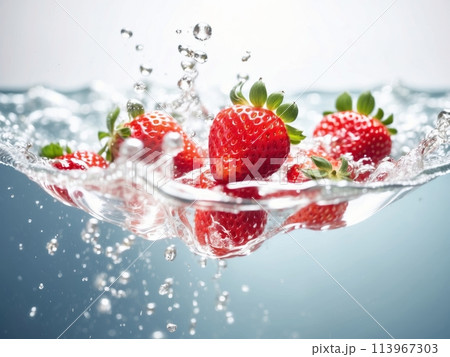 水に浮かぶイチゴのイラスト素材 [113967303] - PIXTA