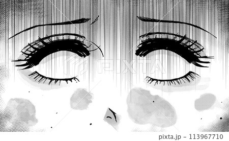 劇画風・顔に染みが出来てしまった女性のイラスト 劇画風・顔に染みが出来てしまった女性のイラスト 113967710