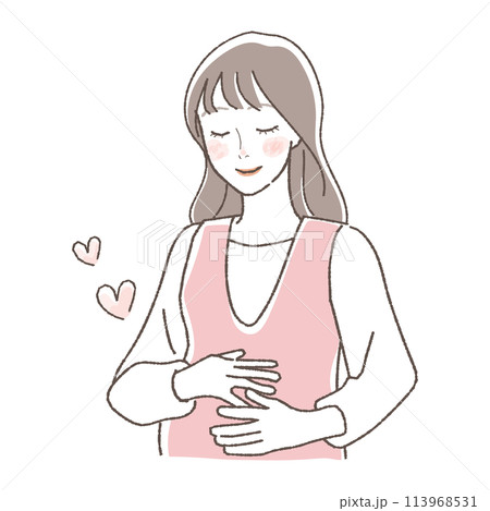 お腹を撫でる妊婦のイラスト。 お腹を撫でる妊婦のイラスト。 113968531