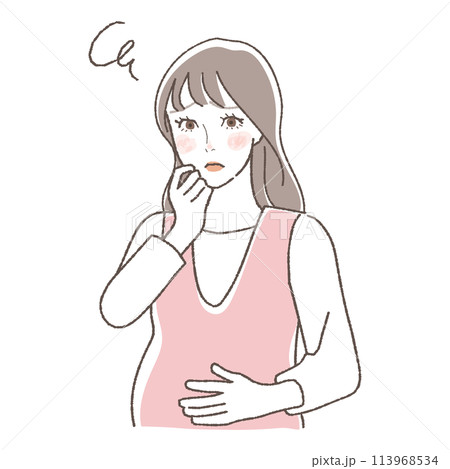 悩んでいる妊婦のイラスト。 悩んでいる妊婦のイラスト。 113968534