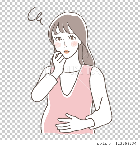 悩んでいる妊婦のイラスト。 悩んでいる妊婦のイラスト。 113968534