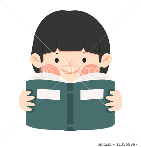 Kid Girl Reading Book cartoon flat Kid Girl Reading Book cartoon flat 113968967