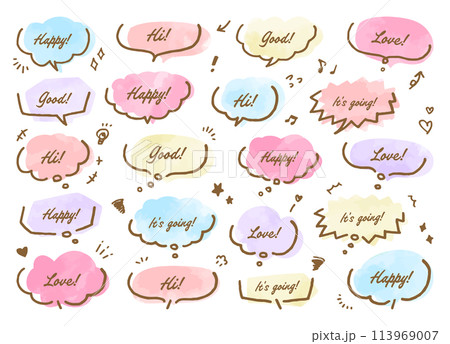 吹き出し イラスト パステルカラー 吹き出し イラスト パステルカラー 113969007