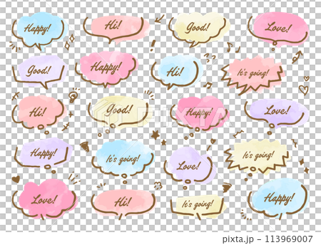 吹き出し イラスト パステルカラー 吹き出し イラスト パステルカラー 113969007
